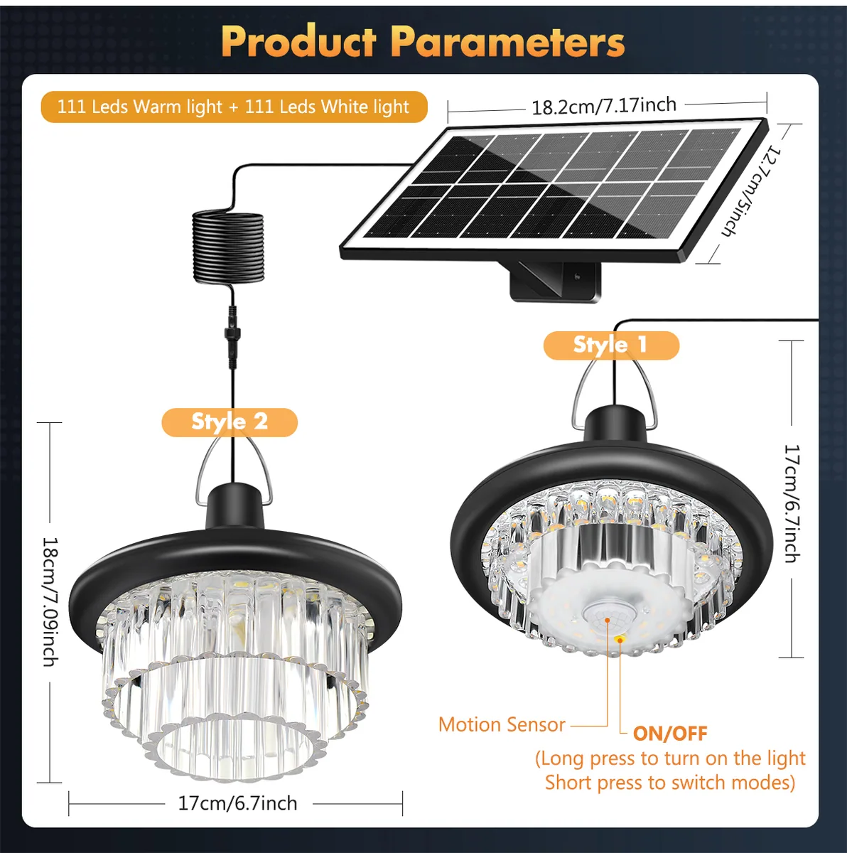 222 LED Solar Crystal Pendant Lights / Chandelier ZH-101 — photo 2