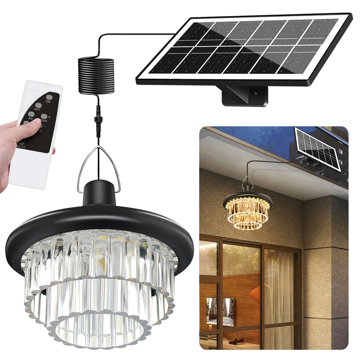 222 LED Solar Crystal Pendant Lights / Chandelier ZH-101-B